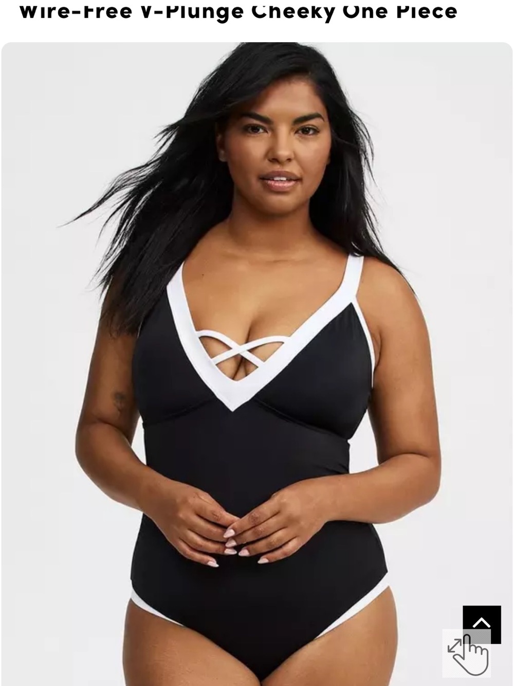 Torrid Wire-Free V-Plunge Cheeky One-Piece Swimsuit - Black/White size 2
